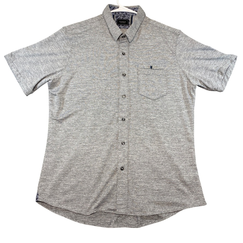 7 Diamonds Vision of Love Jacquard Stretch Mens Large Gray
 Short Sleeve Shirt L